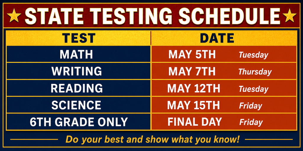 SC Testing Schedule flyer