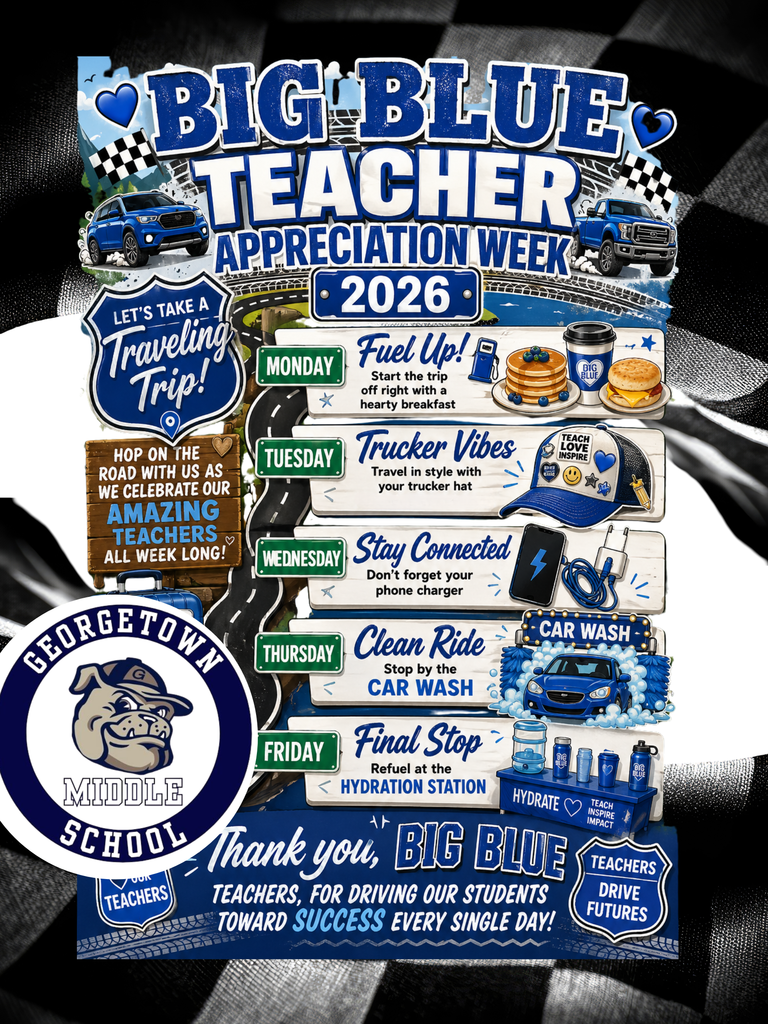 💙🚗 BBBIIIIGGGG BLUUUEEEE FAMMMMM!!! 🚗💙 It’s Teacher Appreciation Week 2026 and we are hitting the road to celebrate the BEST teachers around! 🛣️✨ From fueling up on Monday to our final stop on Friday, we’re showing love all week long to the ones who keep our students moving toward SUCCESS! 🍎💪🏽 Thank you, BIG BLUE teachers, for your dedication, your passion, and the impact you make every single day! 💙🐾 We see you, we appreciate you, and we LOVE you!