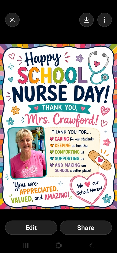 flyer that says happy school nurse day it includes a photo of our school nurse wearing a pink shirt