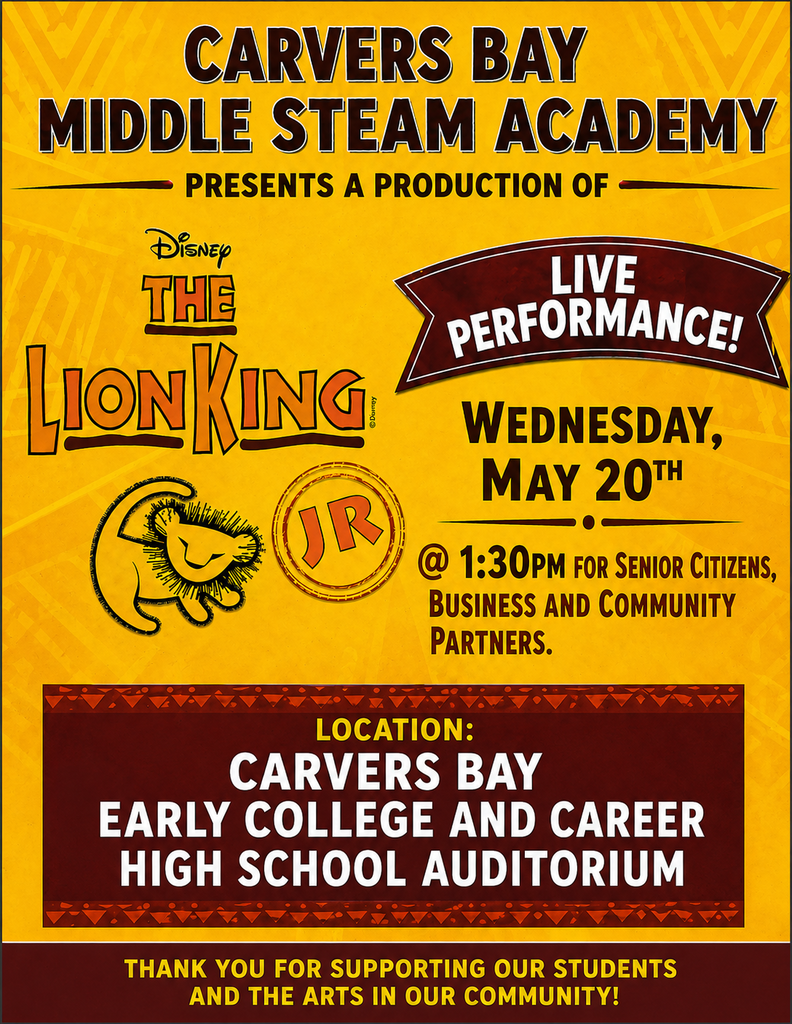 Lion King performance flyer on May 20th at 1;30pm.