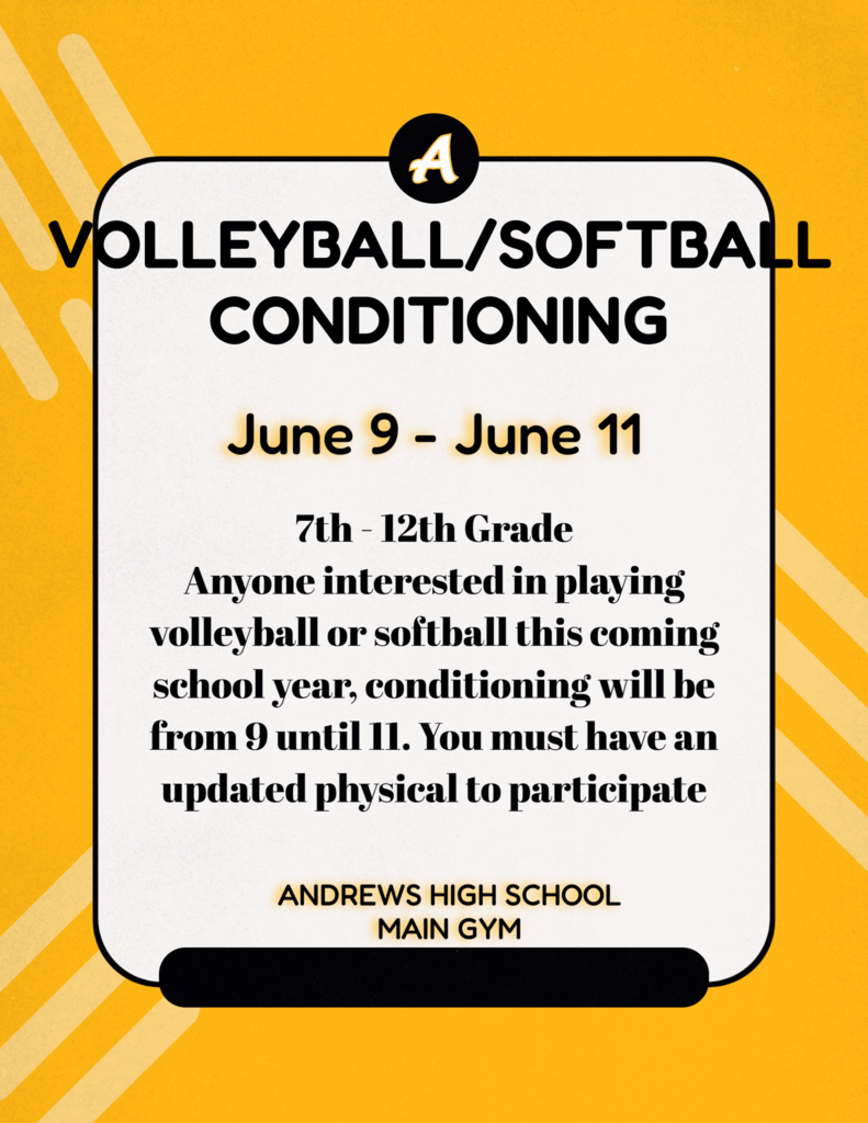 volleyball and softball conditioning June 9-11 2026