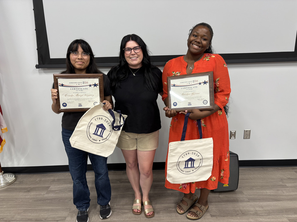 We are incredibly proud of our students who were recognized in the Georgetown County Friends of the Georgetown Library Time Capsule Essay Contest, celebrating our nation's 250th Anniversary! A special congratulations to Mikalyn Holmes for earning 1st Place with her outstanding essay! We also want to recognize Cindy Vazquez Manzo and Bevin Grant for their exceptional work and for being honored in this year's contest. #BulldogPride #GHSBulldogs #GeorgetownLibrary #FriendsoftheLibrary