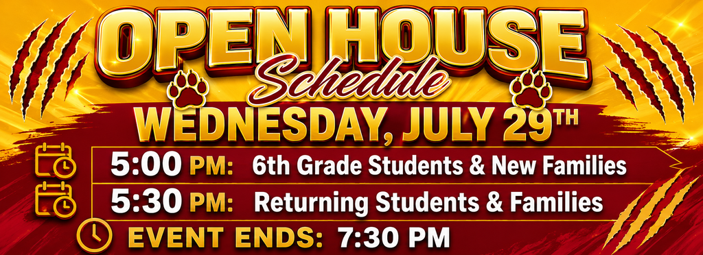 A reminder that Open House is  on Wednesday, July 29th starting at 5pm.