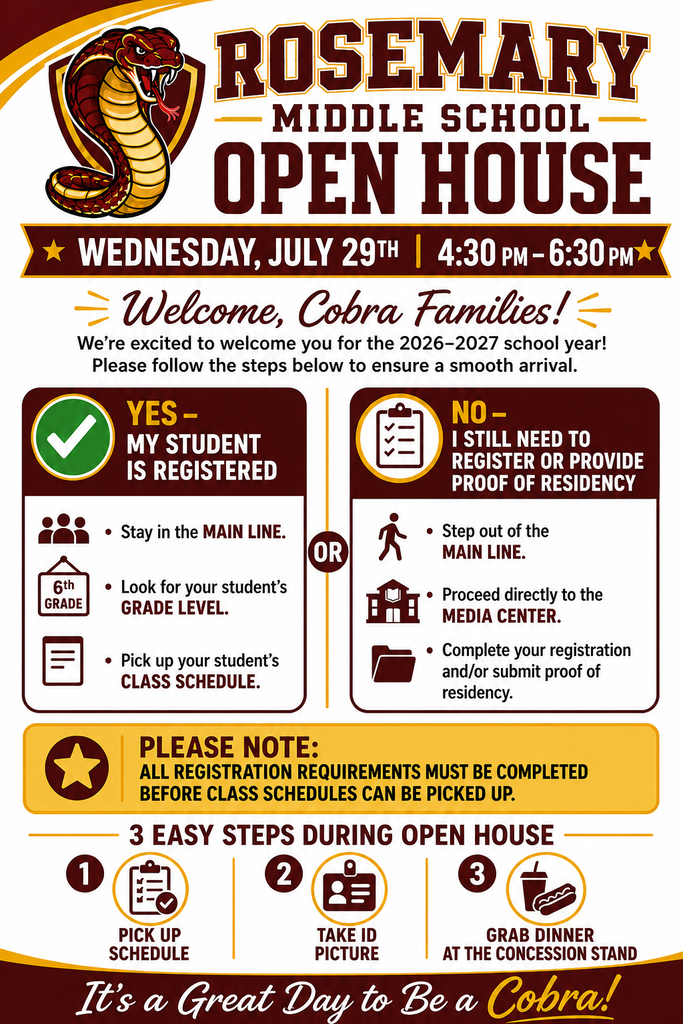 flyer for RMS Open House July 29, 2026 4:30 pm - 6:30 pm