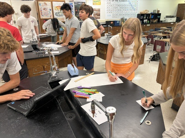 students working on Marine mystery challenge 2