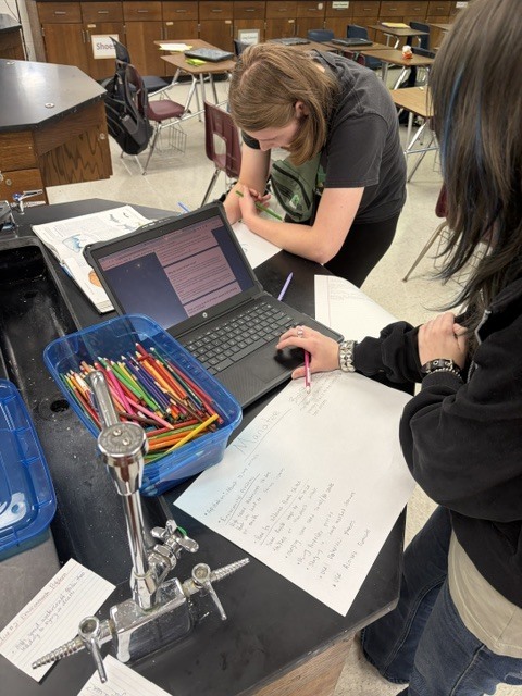 students working on Marine mystery challenge