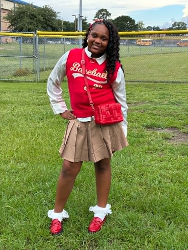 Listen... I stepped outside for all of five minutes and one of my students hit me with... "Mrs. Sumpter... FIT CHECK!" 😂💙 So of course, y'all know how we do it at the Blue! Confidence, school spirit, and a little style never hurt anybody. 📸 Shoutout to Zoey Anderson for making sure the fit was school-approved! 😎