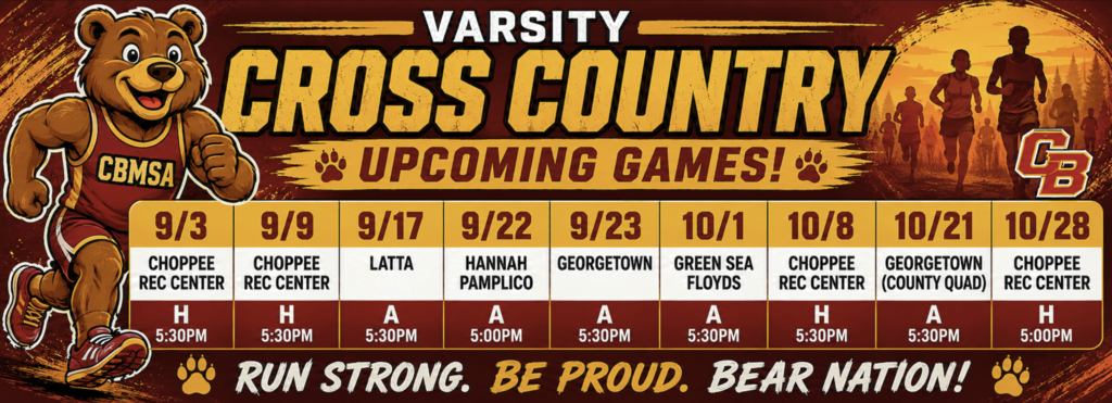 Cross Country schedule for upcoming  meets