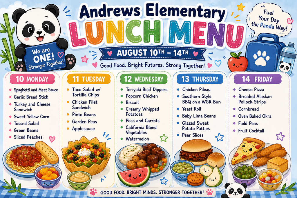 Lunch Menu Aug 10th- Aug14th