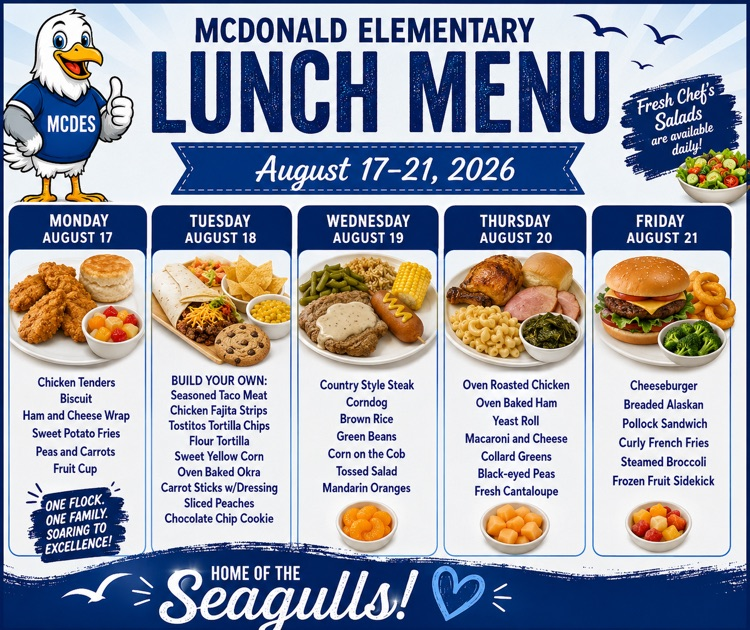 lunch menu for August 17-21
