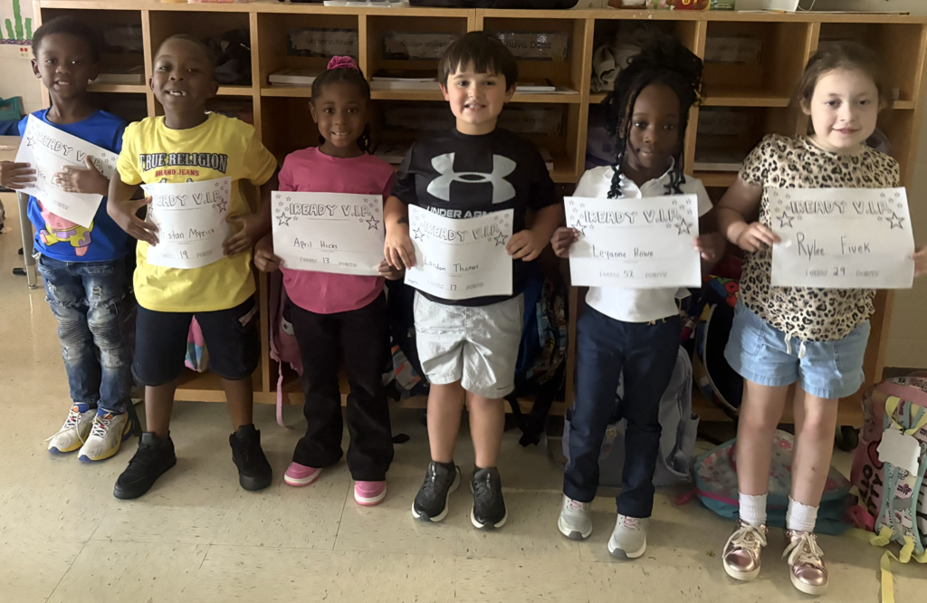 Ms. Julia's first graders are celebrating their iReady growth.