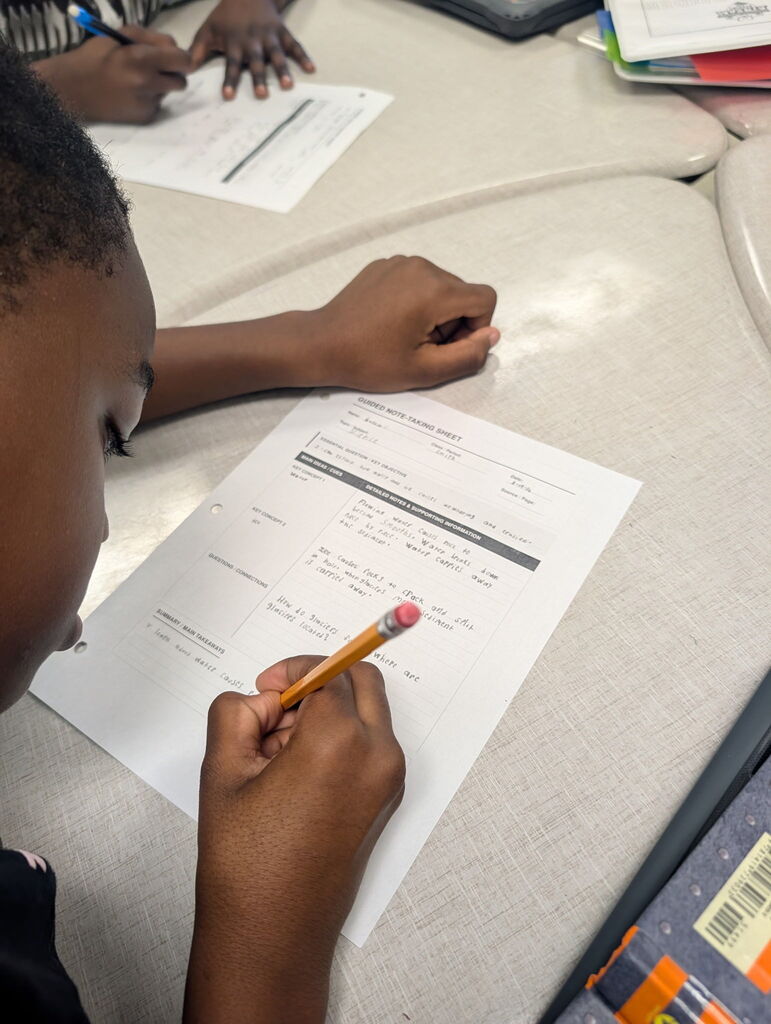 4th graders are learning the importance of taking and organizing notes as they research information for their PBL project. 