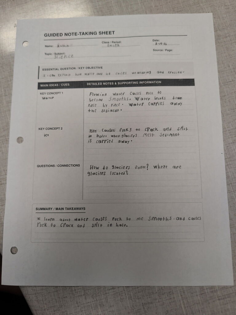 4th graders are learning the importance of taking and organizing notes as they research information for their PBL project. 
