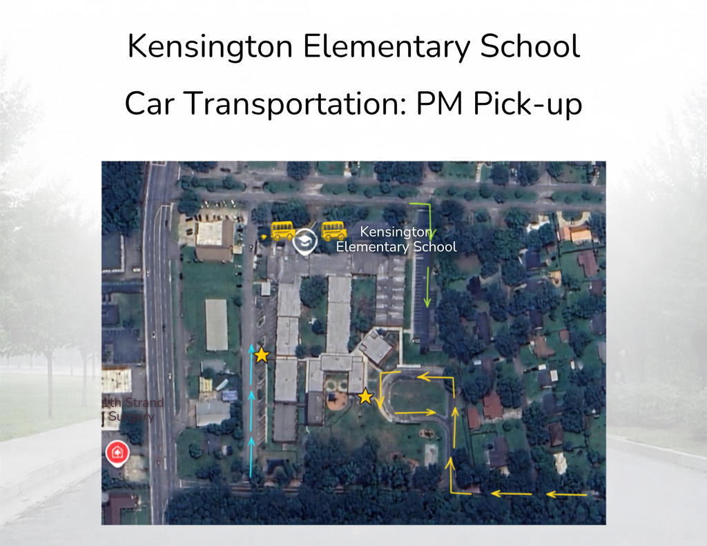 Map of Afternoon Pick-Up routes for KES