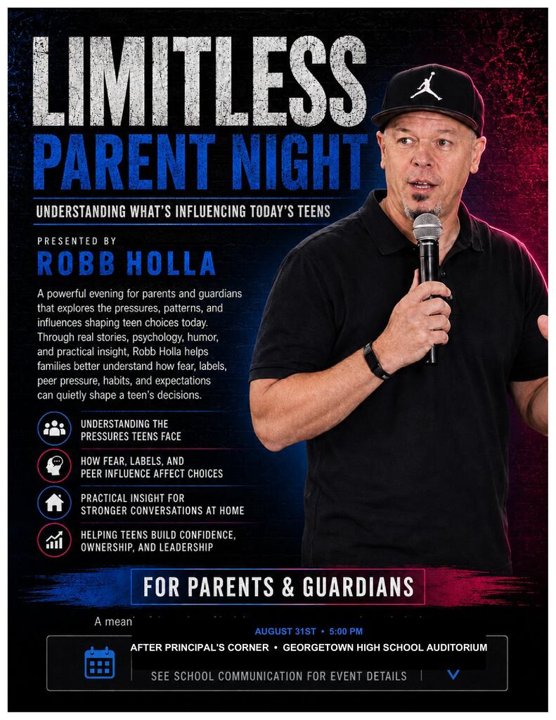 Join us Monday night at 5pm for Principal’s Corner with Dr. Taylor Hering! We’re excited to welcome Robb Holla as our special guest speaker to talk with students and families about the pressures teens face today and how we can better support them at home. We hope to see you there! 🐾 #PrincipalsCorner #BulldogFamily #SupportingOurStudentsandFamilies