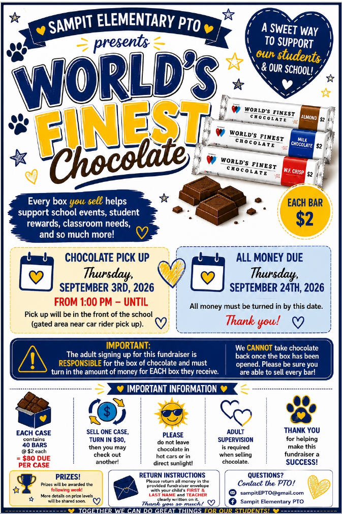 World's Finest Chocolate fundraiser flyer