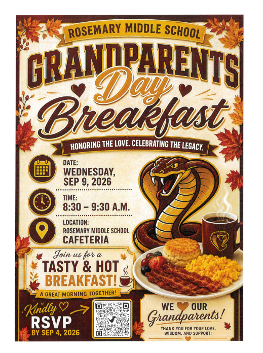 Grandparents Day Breakfast Wednesday, Sept. 9th 8:30-9:30 RSVP by scanning the QR code. 
