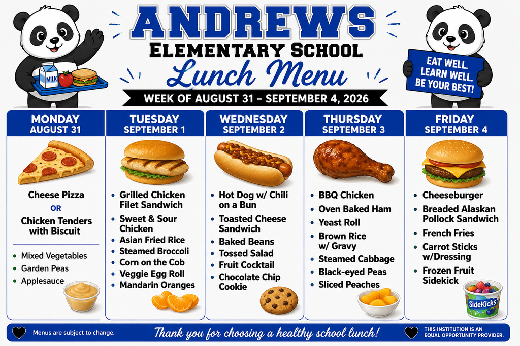 Aug 31-Sept 4 Lunch Menu