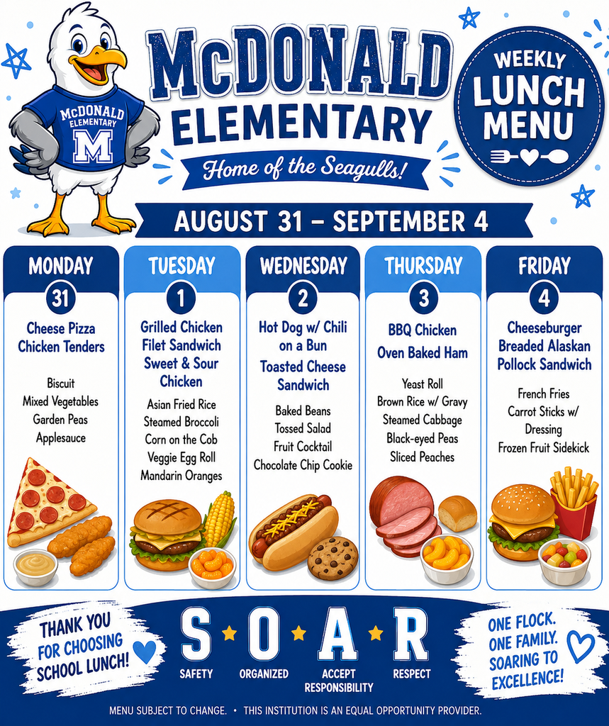 August 31-September 4 Lunch Menu 