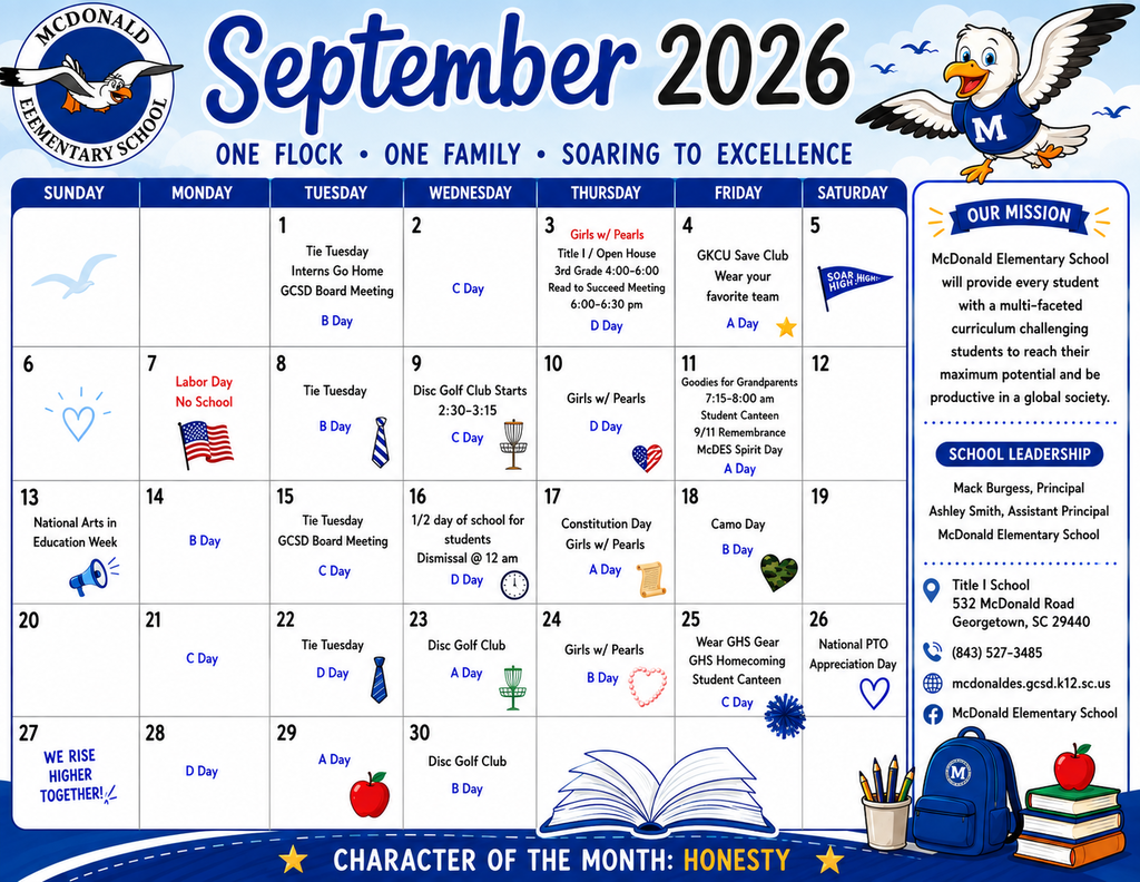 September Student Calendar