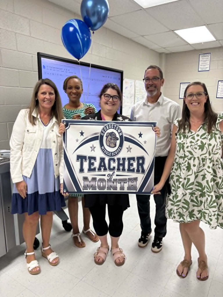 💙🐾 BIG BLUE IS CELEBRATING EXCELLENCE! 🐾💙 Join us in congratulating our August 2026 Employees of the Month! 🎉👏🏽 🌟 Support Staff of the Month: Mrs. Linda Kinlaw 💙 🌟 Teacher of the Month: Mrs. Elizabeth Harrington 📚🍎 We are grateful for the dedication, hard work, and heart you bring to Georgetown Middle School each day. Your commitment to our students and school community does not go unnoticed! Congratulations, Mrs. Kinlaw & Mrs. Harrington! 🎉💙 You are both truly deserving of this recognition! 🐾 BIG BLUE — YOU KNOW! 🐾