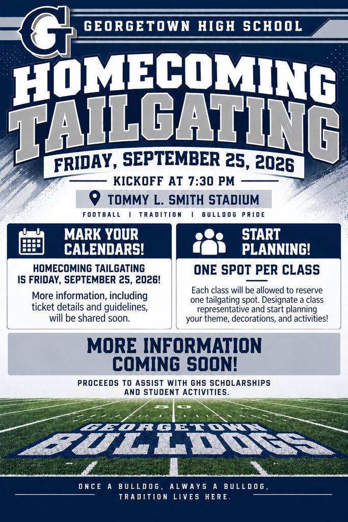 Mark Your Calendar for the upcoming Homecoming Tailgating on Friday, September 25 . More information coming soon! 