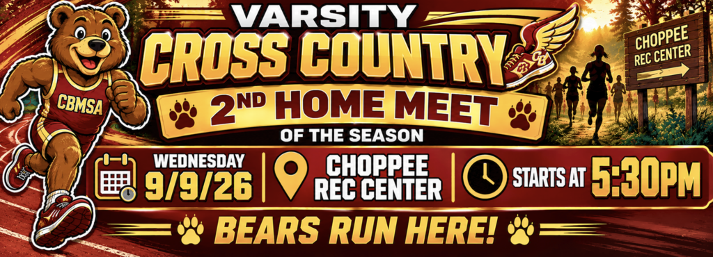 Cross Country second Meet of the season at Choppee Rec Center today at 5:30pm
