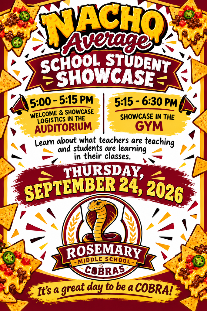flyer for RMS Student Showcase Thursday, September 24, 2026 5:00-6:30 pm
