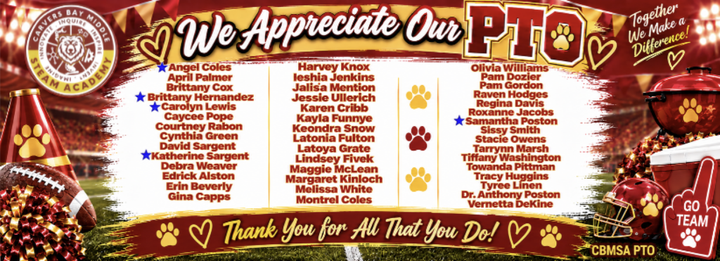 Our amazing CBMSA PTO members. We appreciate them all!!!