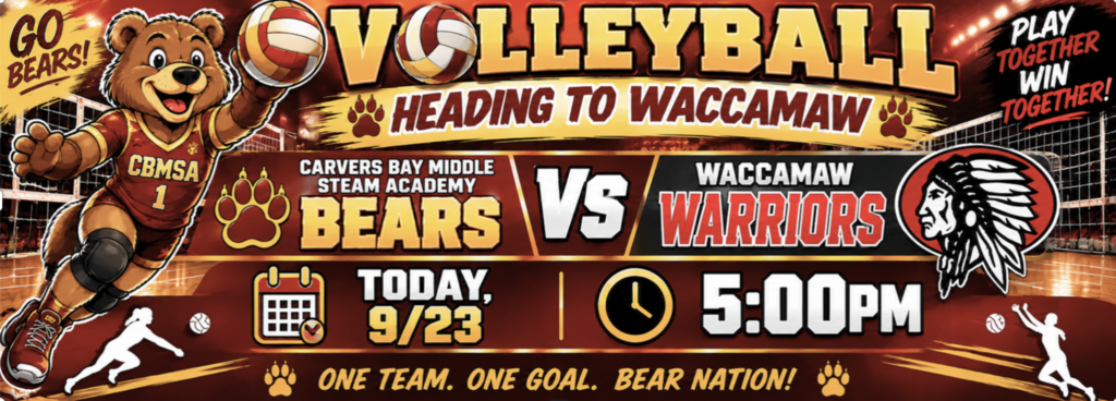 B-Team Volleyball today at 5pm at Waccamaw