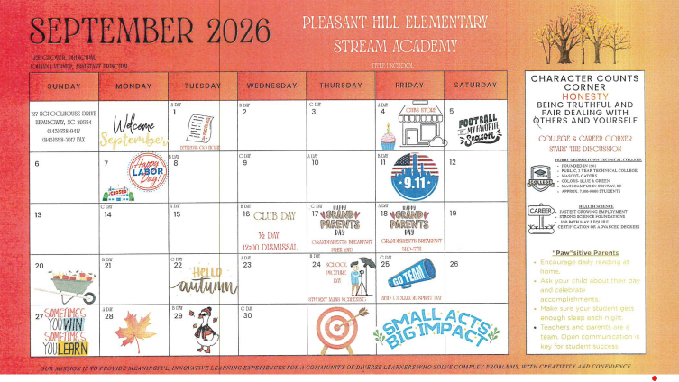 PHESA September Calendar of Events