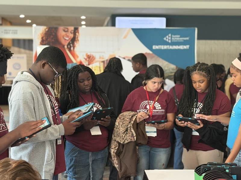 Students participating in JA Mobile while attending P2P.