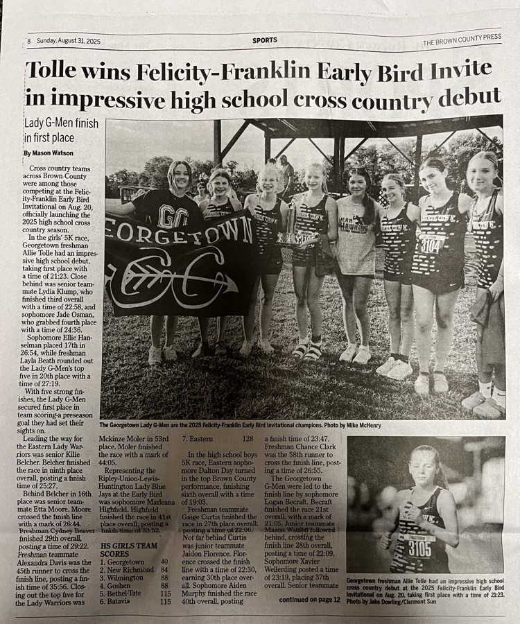 Congratulations to Allie Tolle for being named a Brown County Athlete of the Week!
