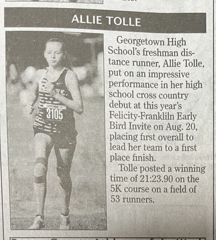 Congratulations to Allie Tolle for being named a Brown County Athlete of the Week!