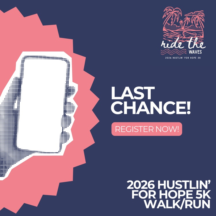 Hustlin’ For Hope 5K Pre/Registration Deadline is set for May 7th at 11:59 p.m. 