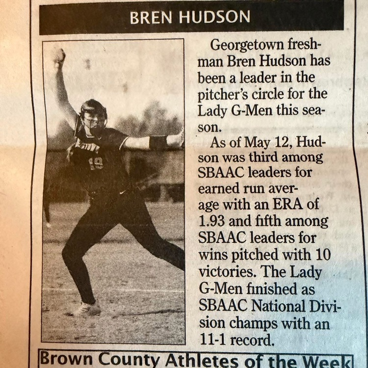 Shout out of congratulations to freshman Bren Hudson for being named a Brown County Athlete of the Week!
