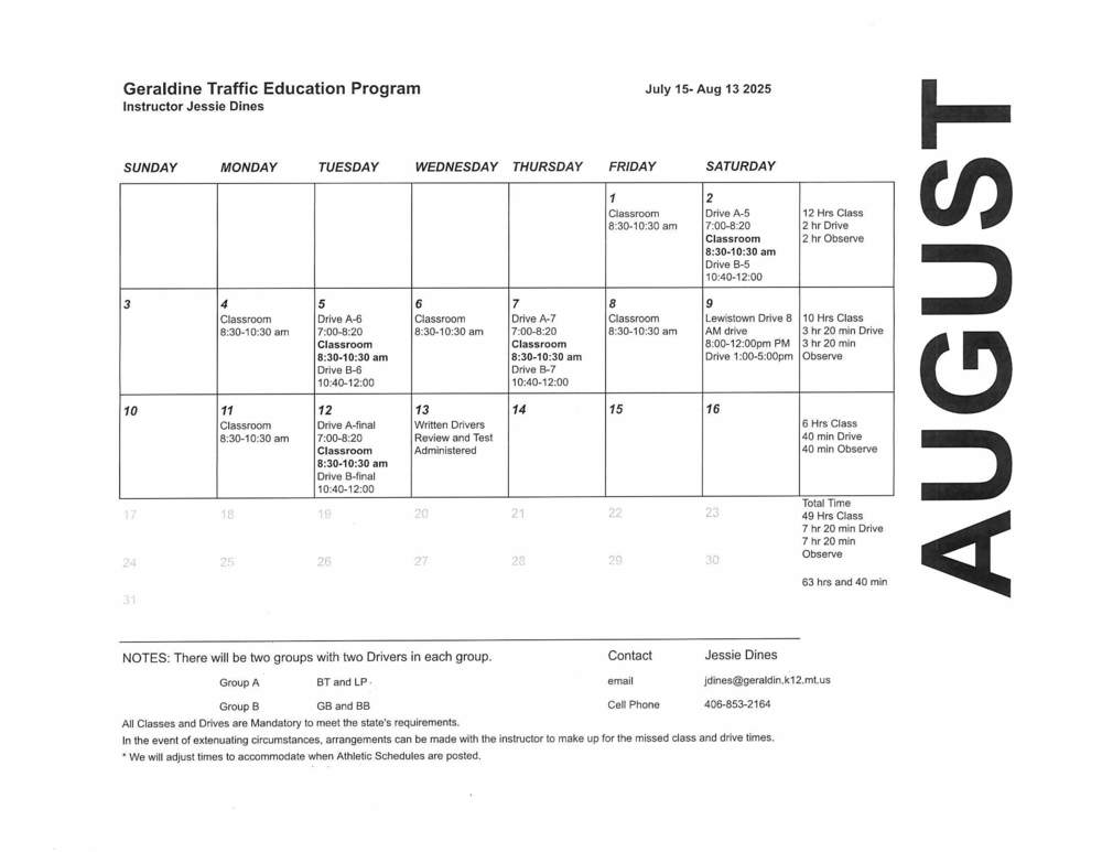 Geraldine Traffic Education Program August