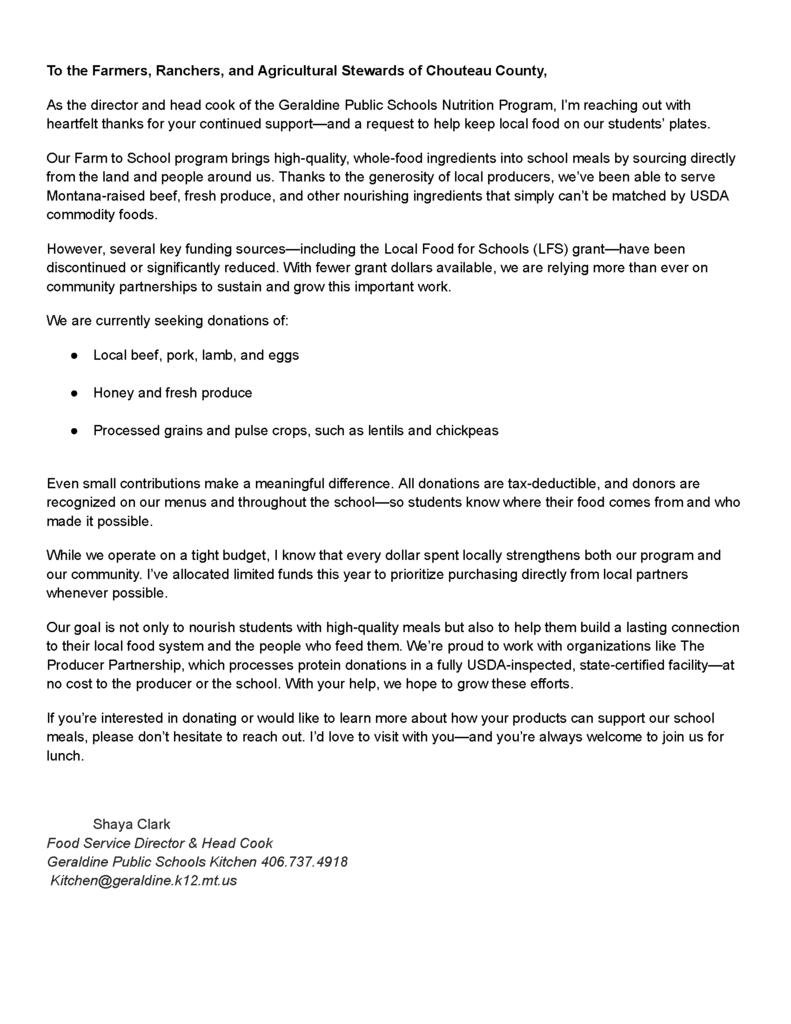 Farm to School Letter