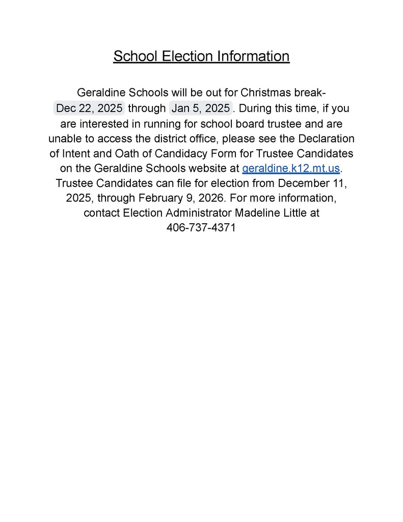Christmas Break Info
