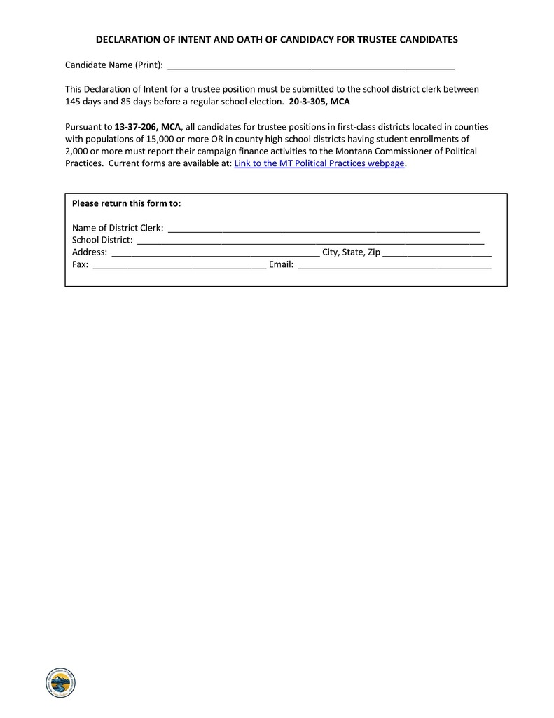 Declaration of Intent