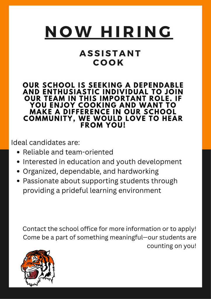 Now Hiring Assistant Cook