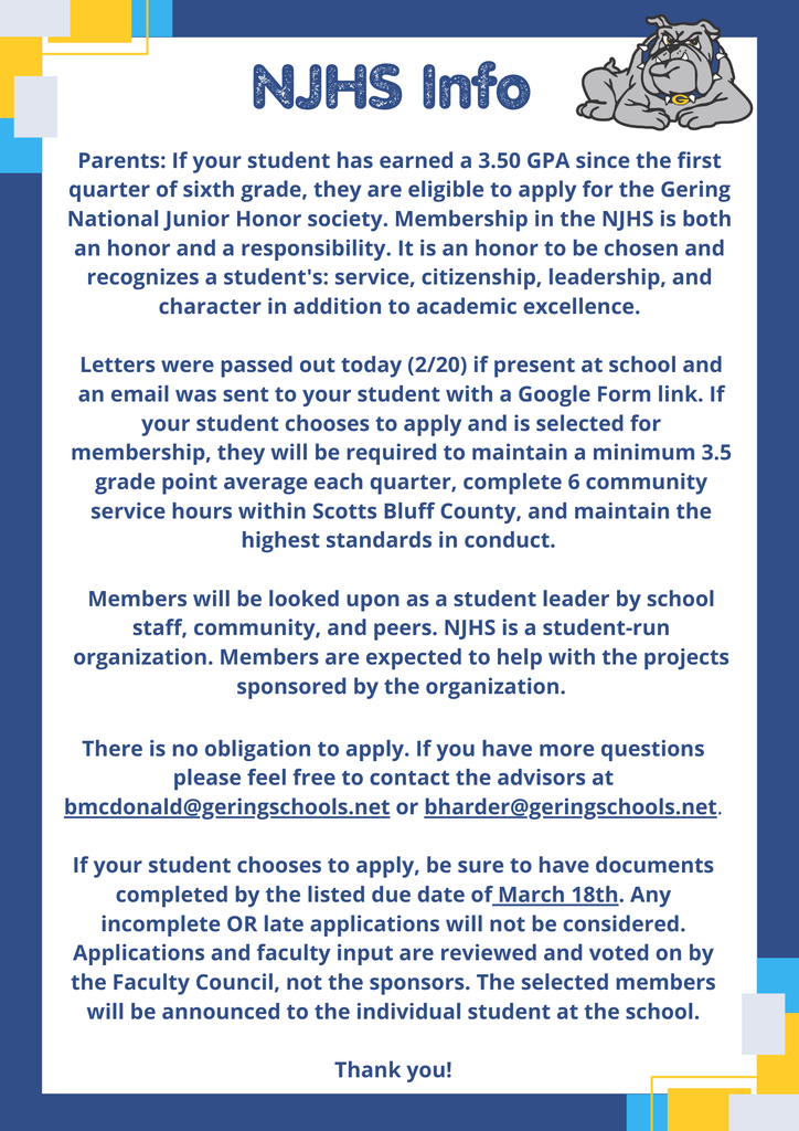 NJHS Letter
