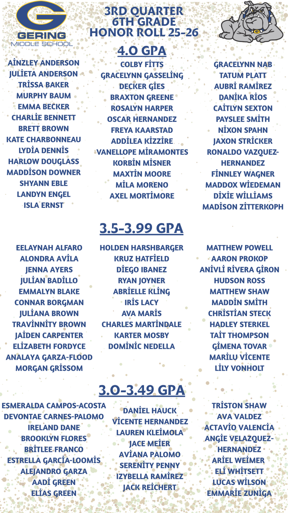 6th Grade Honor Roll