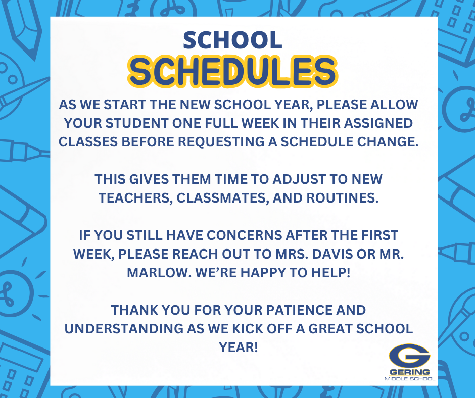 GMS School Schedule Reminder