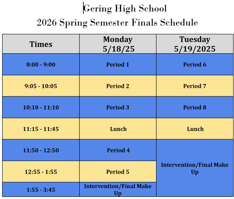 Semester Final Schedule