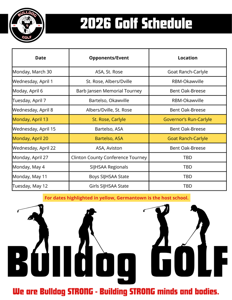 2026 Golf Schedule