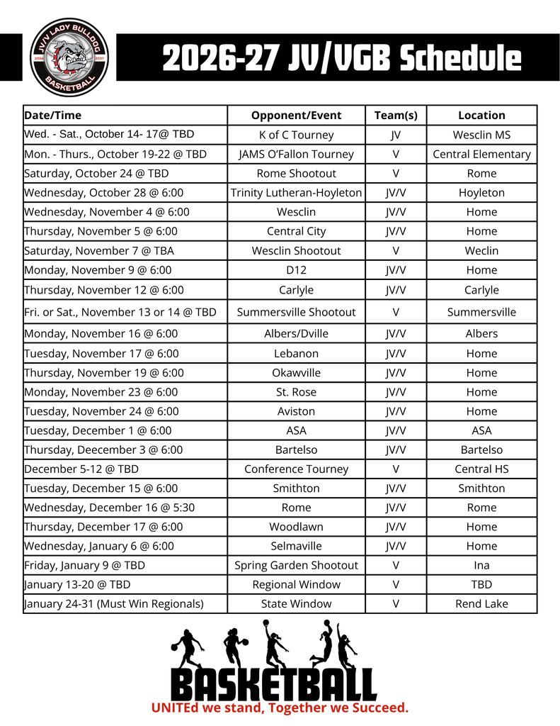 JV V GB Schedule
