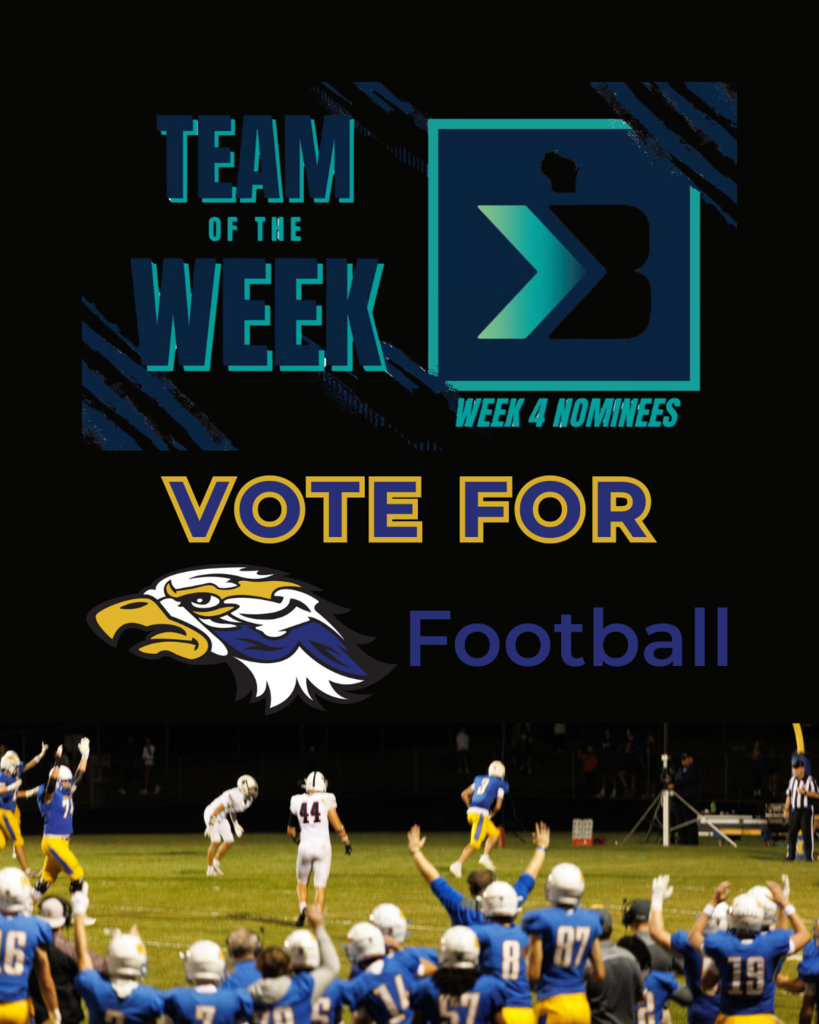 Bound Wisconsin Team of the Week nominee graphic featuring the Germantown Warhawks logo and the words “Vote for Football.” The bottom portion includes a photo from Alt Imagery showing Germantown’s sideline celebrating a score.