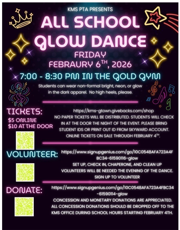 KMS - GLOW Dance, Feb. 6th 7-8:30pm