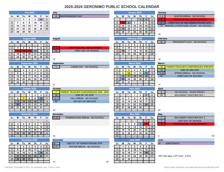 2025-2026 school calendar